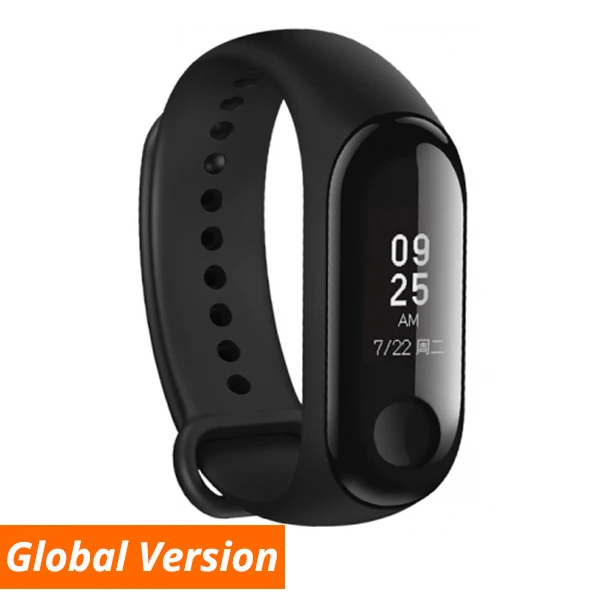 global version black Xiaomi Mi Band 3 Miband 3 мгновенное сообщение водонепроницаемый OLED экран фитнес-трекер Mi Band 2up умный Браслет Xiaomi Band - Цвет: global version black