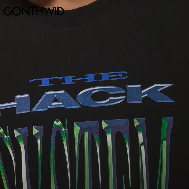 GONTHWID Hack System Graphic Printed Tshirts Men Hip Hop Casual Short Sleeve Crewneck Cotton T Shirts 2019 Male Stree Tops Tees | Мужская