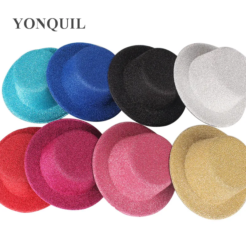 

New 12PCS /LOT 13CM Mini Blingbling Top Hat Hair Accessories Sequin Top Hats Base DIY Hair Accessories Kids Top Hat Headpieces