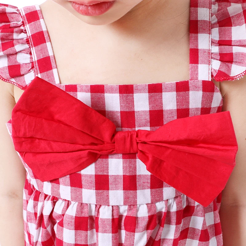 Kaiya Angel Kids Dresses For Girls Farm Summer Dress With Big Bow 5 Colors 2017 Clothes Blue Plaid | Детская одежда и обувь