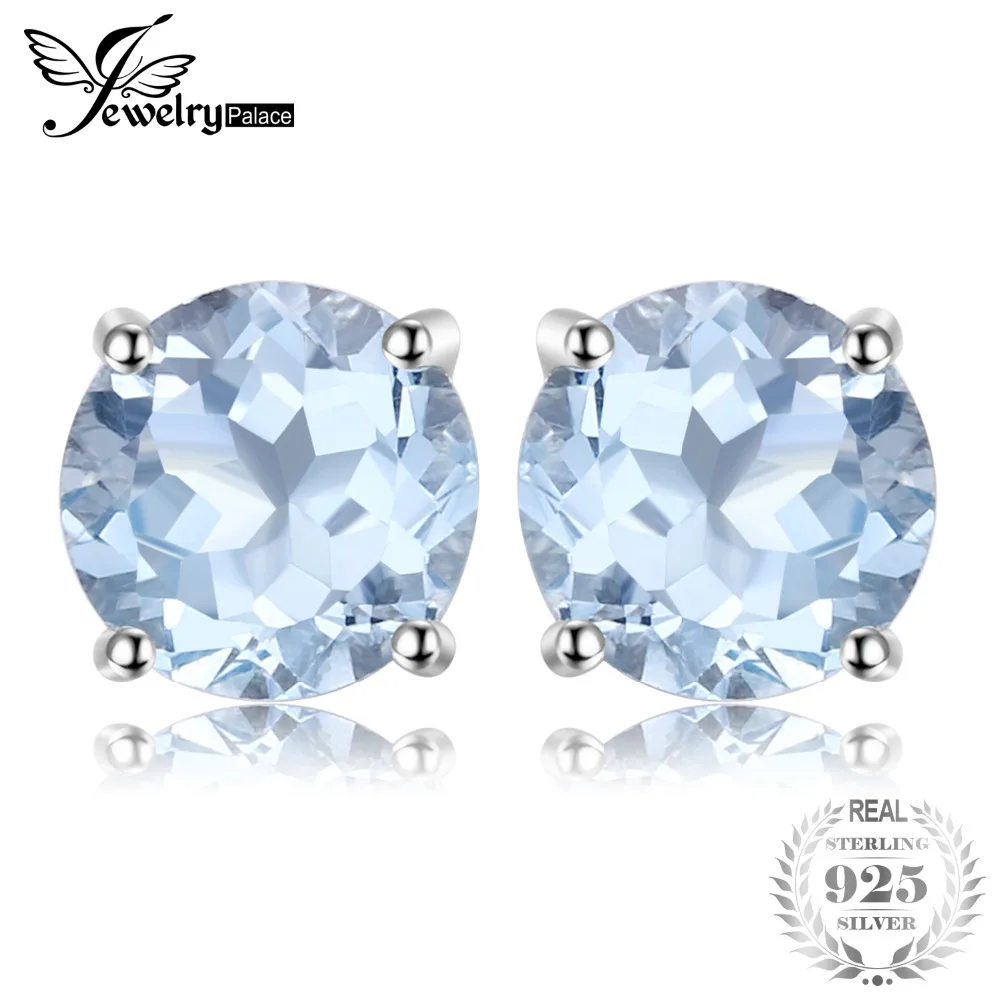 JewelryPalace 2ct камень голубой Topazs серьги стержня для Для женщин Чистая стерлингового