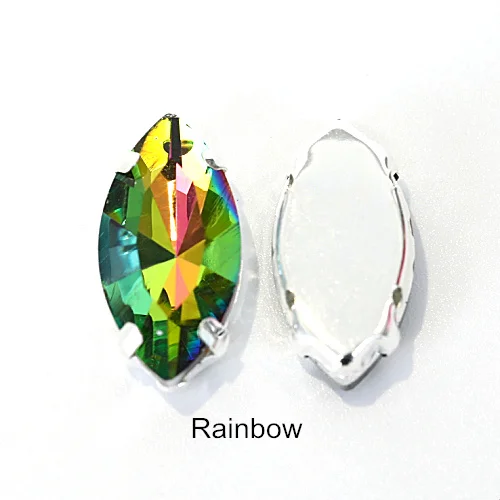 Rainbow Высококачественные красивые стеклянные стразы с кристаллами в виде листьев, стразы с серебряными когтями для свадебного платья B1259 - Цвет: Rainbow