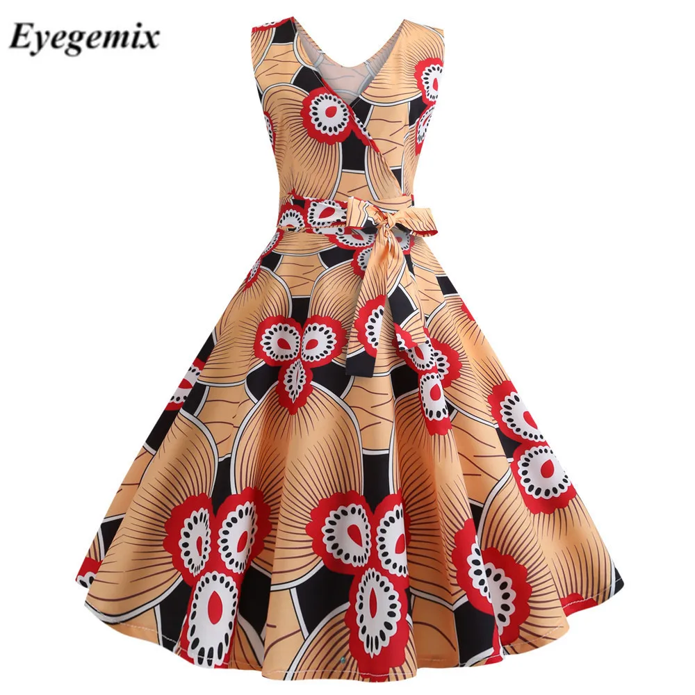 Для женщин Цветочные рокабилли платье в ретро стиле кинозвезды Хепберн v