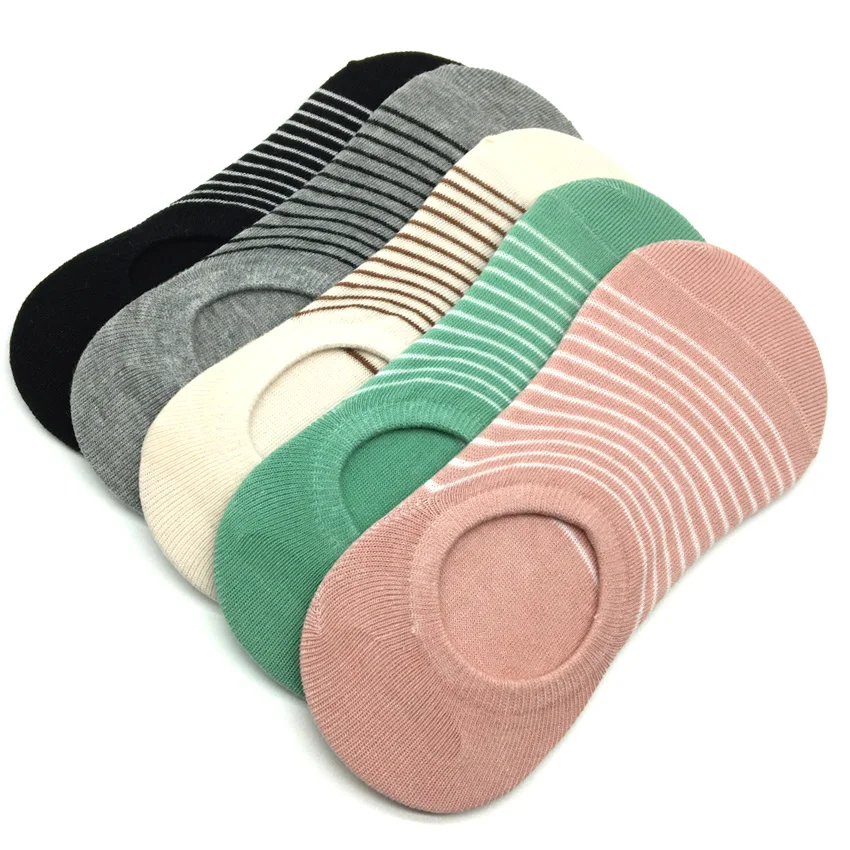 Женские тапочки в полоску хлопковые носки до лодыжки для студенток Красивые