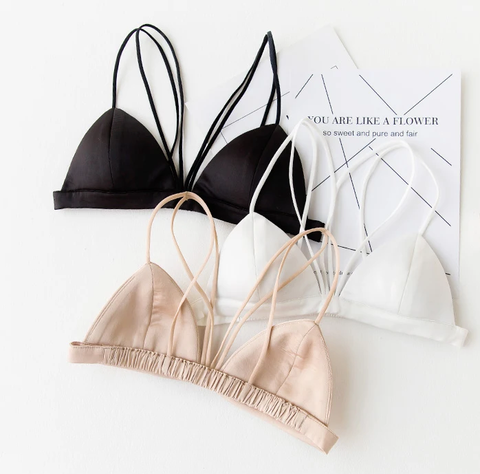 Бесшовные атласные Бюстгальтеры без косточек с треугольной чашечкой для женщин