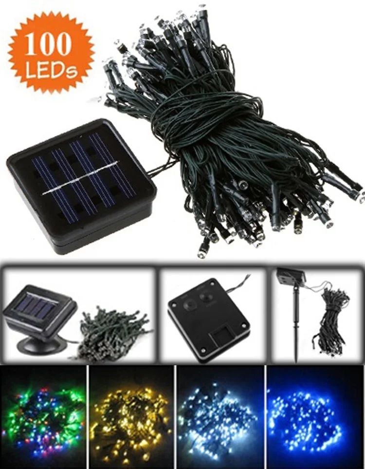 Гирлянда на солнечной батарее синего зеленого белого желтого цветов | Освещение