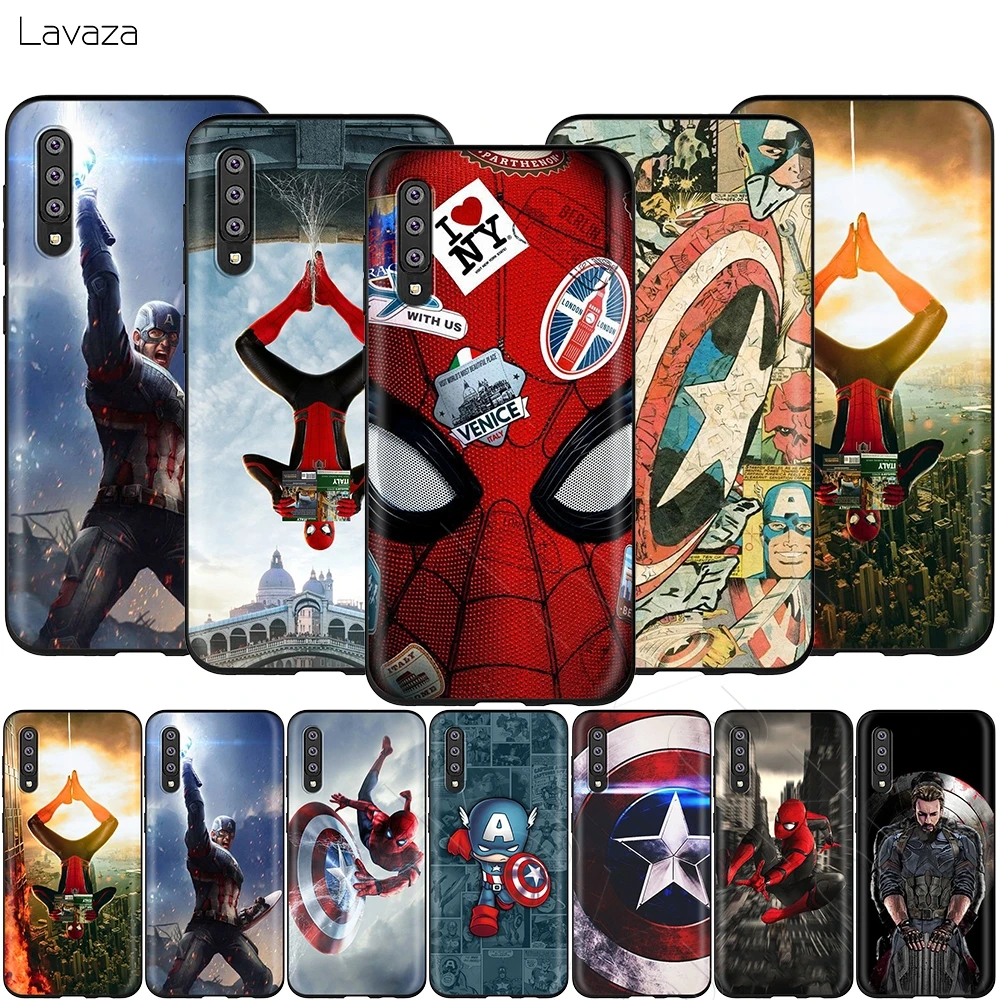 Lavaza Marvel Spiderman Captain America Case for Samsung Galaxy S6 S7 Edge J6 S8 S9 S10 Plus A3 A5 A6 A7 A8 A9 Note 8 9 |