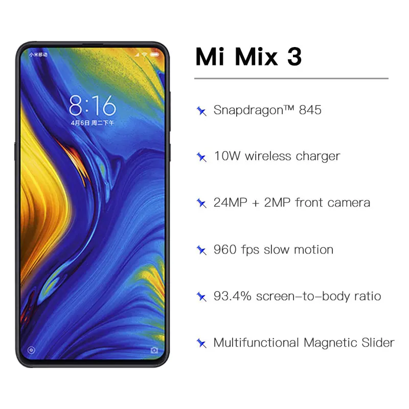 Глобальная версия Xiaomi mi x 3 6GB 128GB восьмиядерный смартфон Snapdragon 845 фронтальная