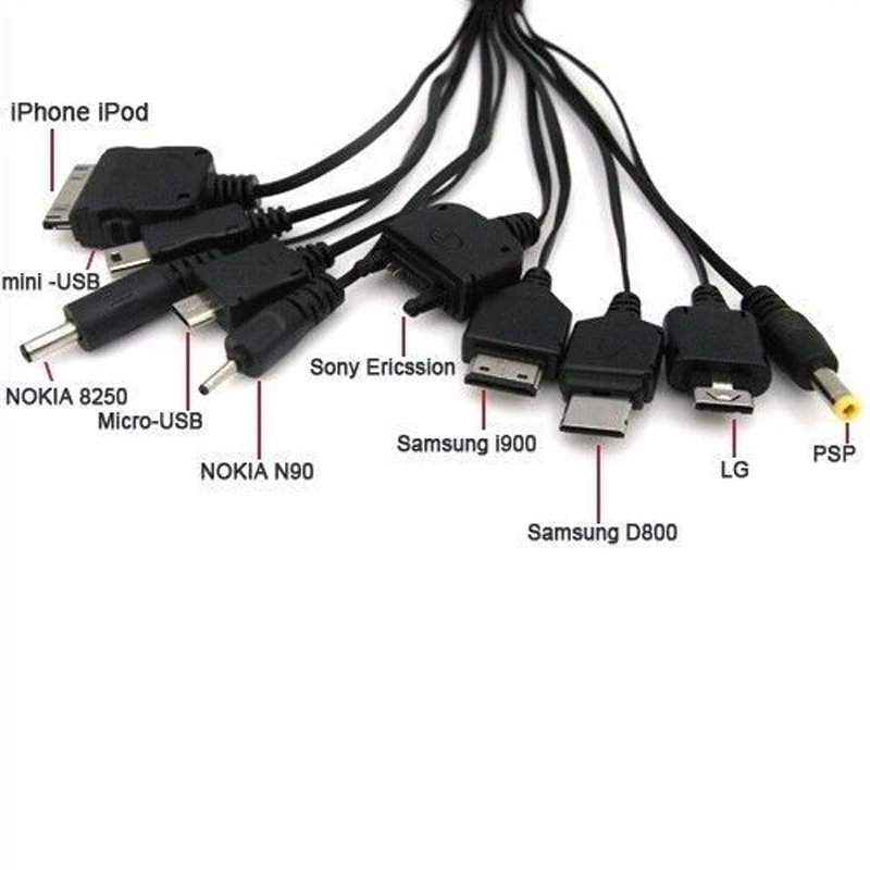 Ingelon Universal USB Charger 10in1 Adapter Cable 2019 Popular Charging Splitter For Sony Ericsson Samsung PSP iphone LG Charge | Мобильные
