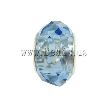 Free shipping!!!European Crystal Beads Designs Rondelle sterling silver double core without troll Sapphire 14x9mm|core monitor|bead headbandbead |