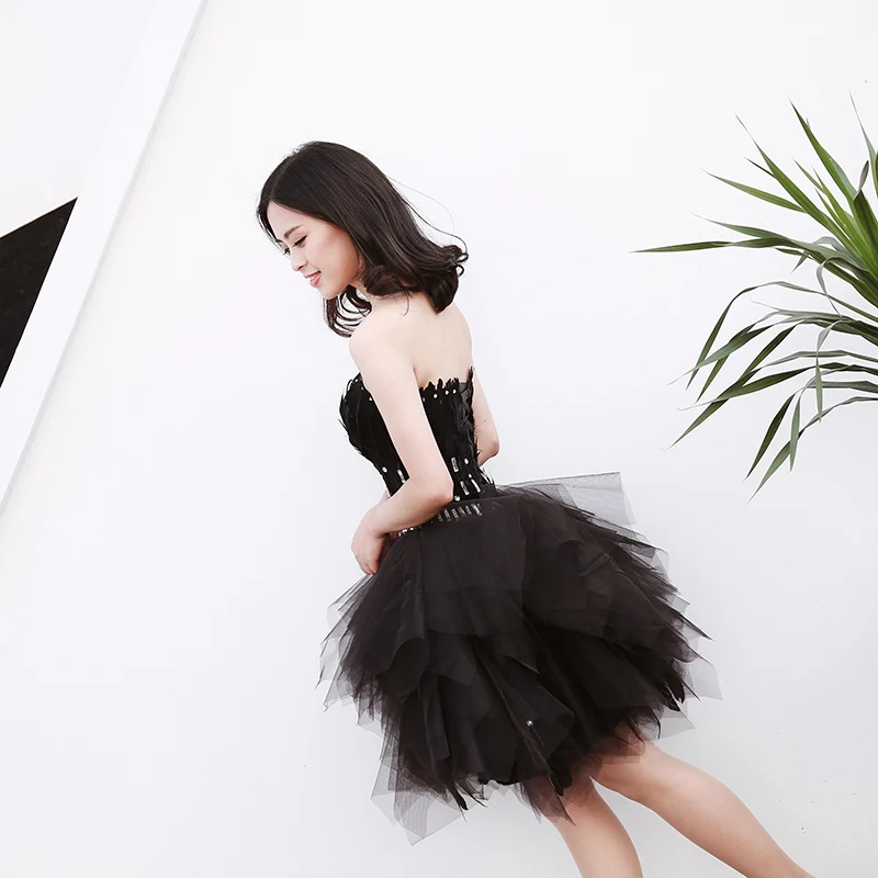 Robe de soiree сексуальное черное бальное платье принцессы без бретелек вечерние