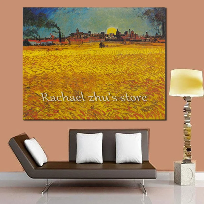

Famous Oil Painting Vincent van Gogh Painitng Wheat Field Replica Hand Painting On Canvas Living Room Wall Pictures Home Decor
