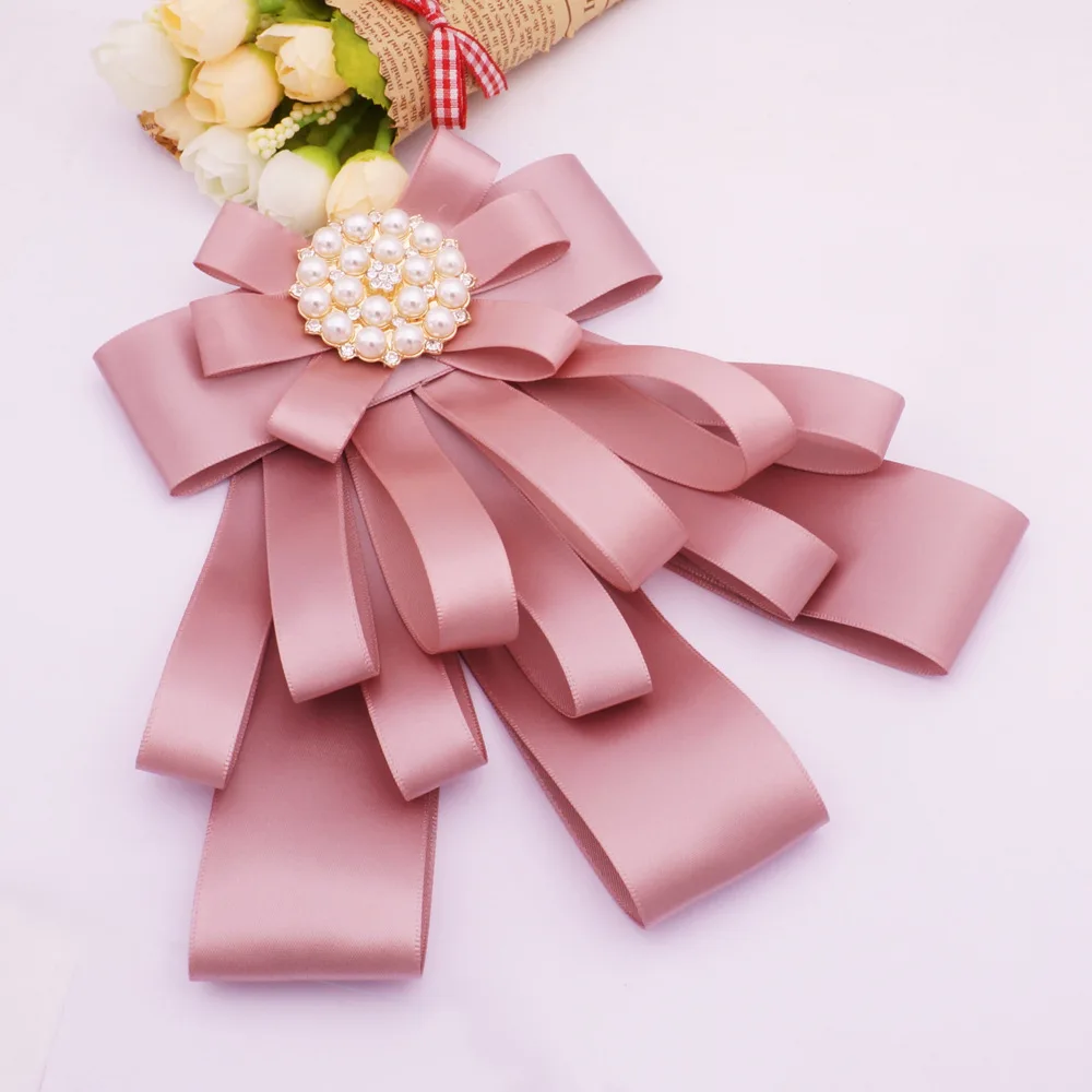 YUEBANG Vintage Green Fabric Pearl Bowknot Brooches For Women Tie Necktie Pins Wedding Party High Quality Clothing Accessories | Украшения