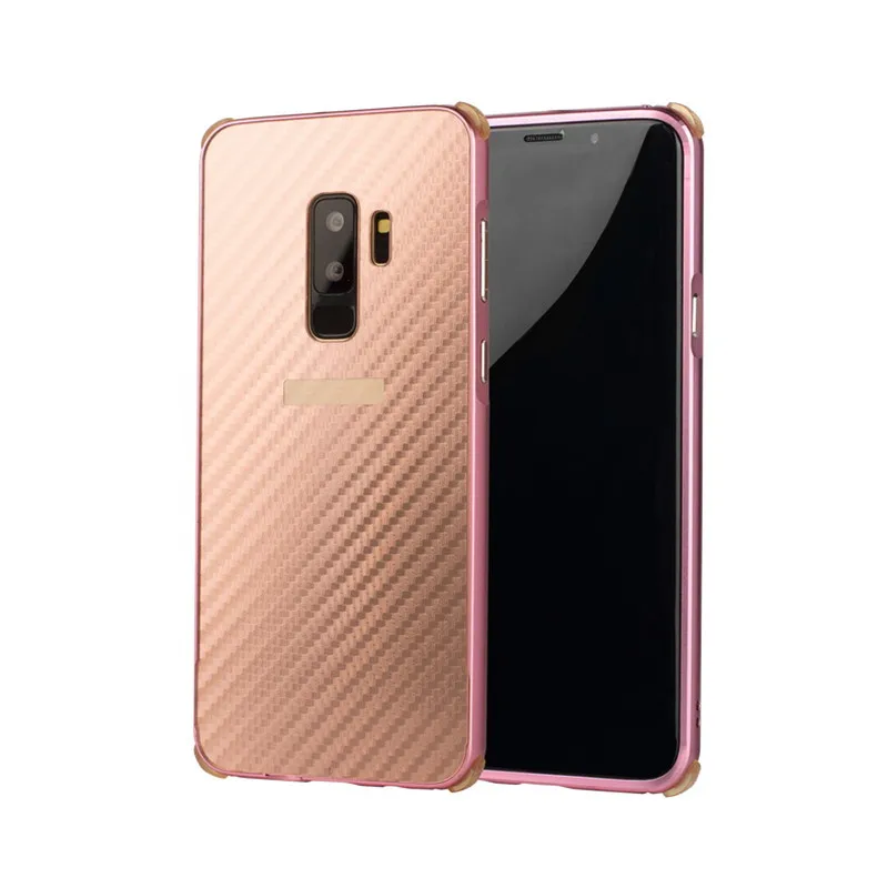 Rosegold Для samsung Galaxy S9 S8 A8 плюс A7 корпус металлический бампер+ жесткий чехол из поликарбоната корпус из углеродного волокна для samsung Galaxy Note 9 8 Fundas - Цвет: Rosegold