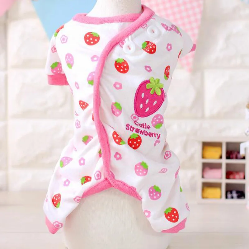 New Cartoon Print Pet Dog Pajamas Cotton Soft Comfortable Sleepwear Cute Puppy Teddy Jumpsuit Clothes | Дом и сад