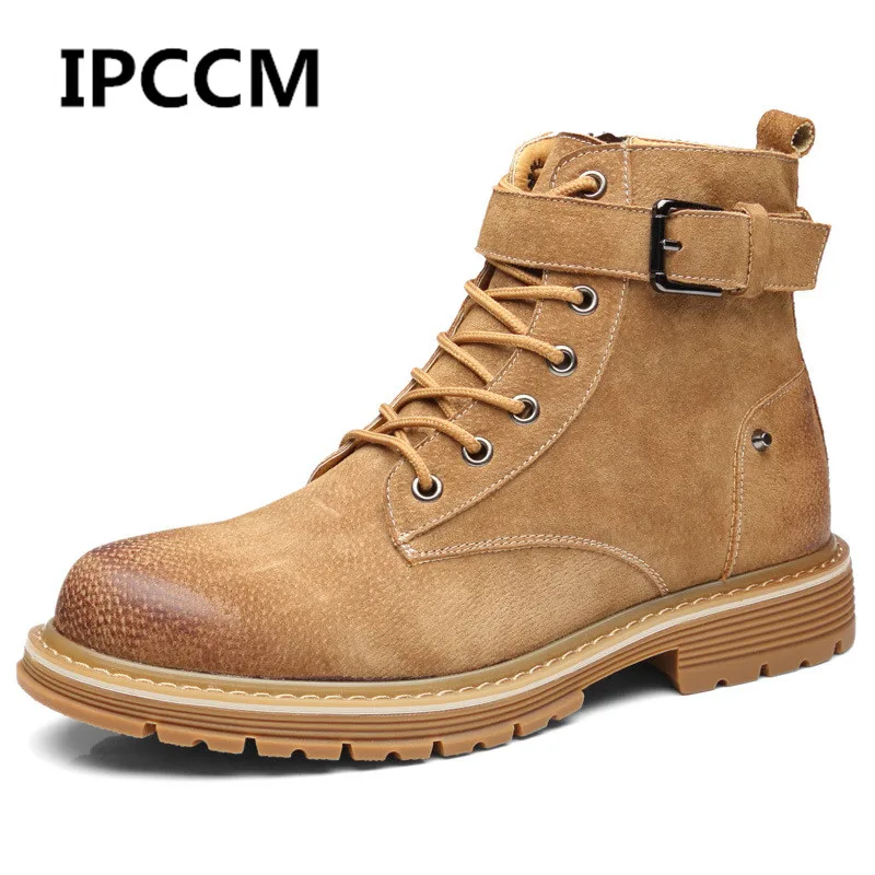 Autumn Martin Boots Men's Desert Tooling Shoes Short Korean Version Of The Trend Wild High-top Retro Leather | Обувь