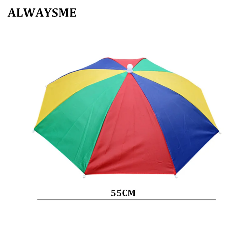 ALWAYSME складной диаметр эластичная лента рыболовный головной убор зонтик шляпа зонт-шляпа Hands Free с головным ремнем для защиты от солнца и дождя