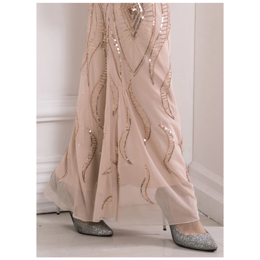 Женское платье с блестками Angel-fashions длинное вечернее рукавом-крылышком расшитое