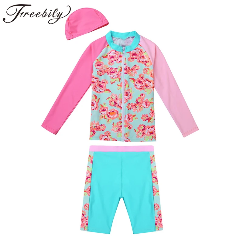 Купальный костюм из двух предметов для девочек малышей с длинными рукавами