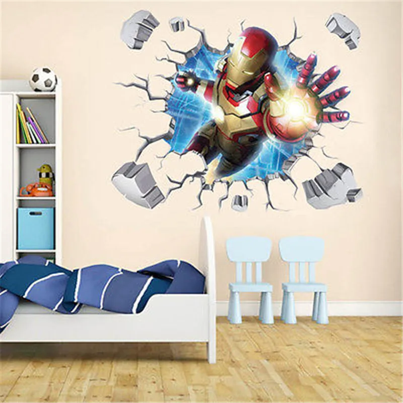 3D треснувший герой Человек детская тематика Искусство Мальчик комната настенная