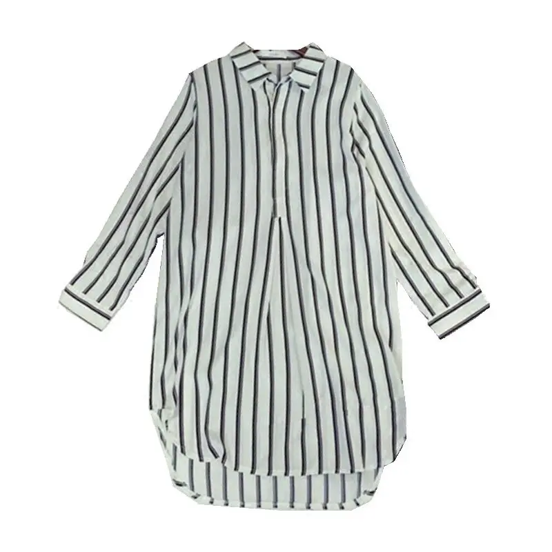 Женская шифоновая блузка в полоску с длинным рукавом|Блузки| |