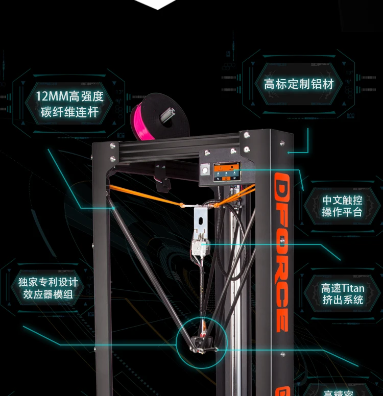 Новейший DFORCE 3D принтер, 400S Delta, deltabot быстрое прототипирование, высокоточный 3D принтер