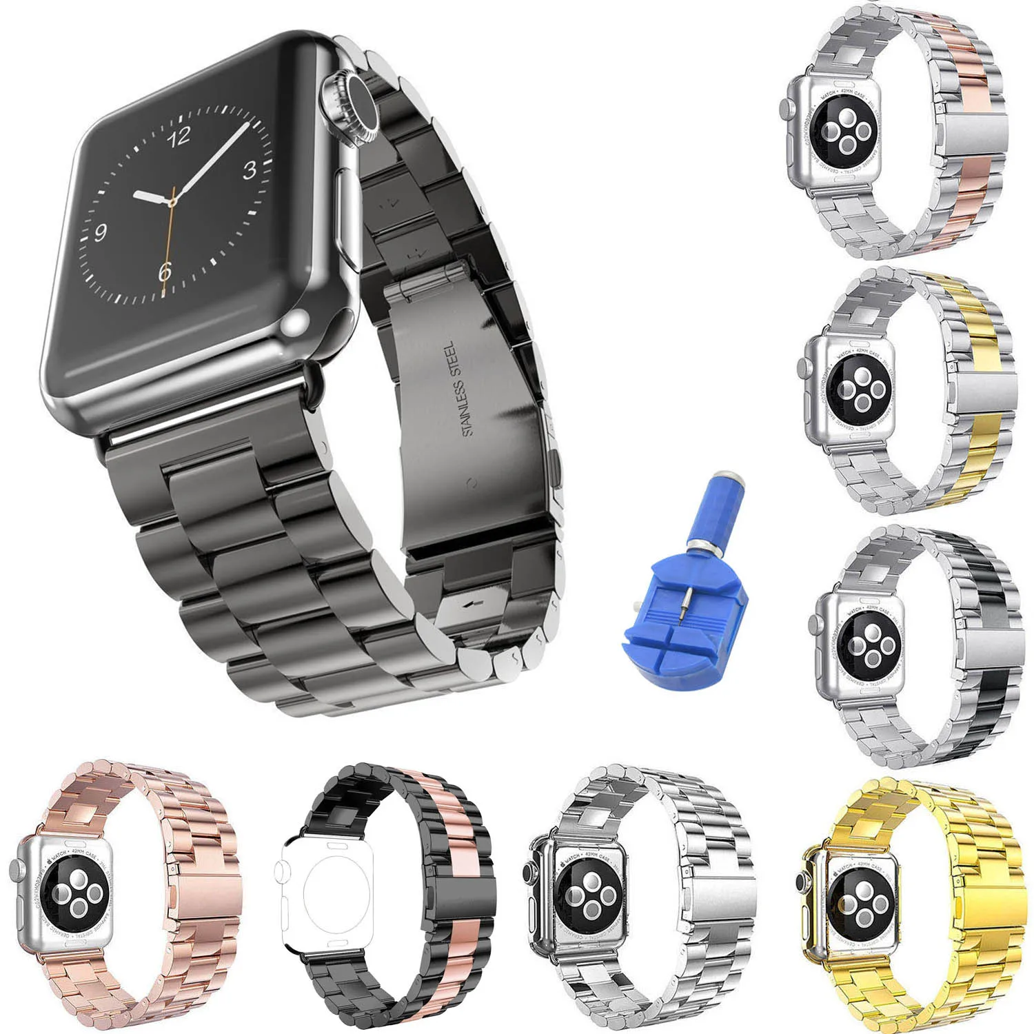 Роскошный металлический ремешок из нержавеющей стали 316L для Apple Watch 44 мм 40 42 38