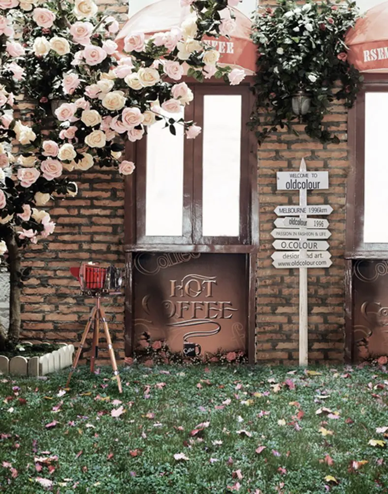 

5x7ft Lawn Flowers House Photography Backdrops Photo Props Studio Background