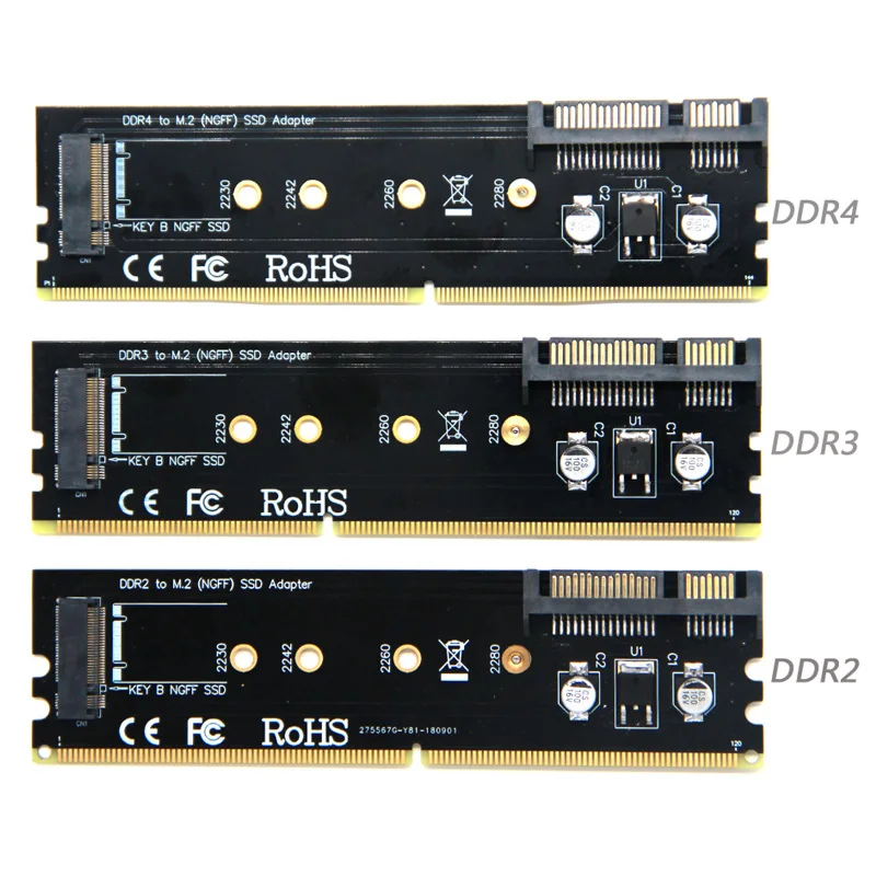 Адаптер DDR2 DDR3 DDR4 на M2 SSD M.2 NGFF B карта ключа SATA 15Pin питание + 7Pin порт передачи данных