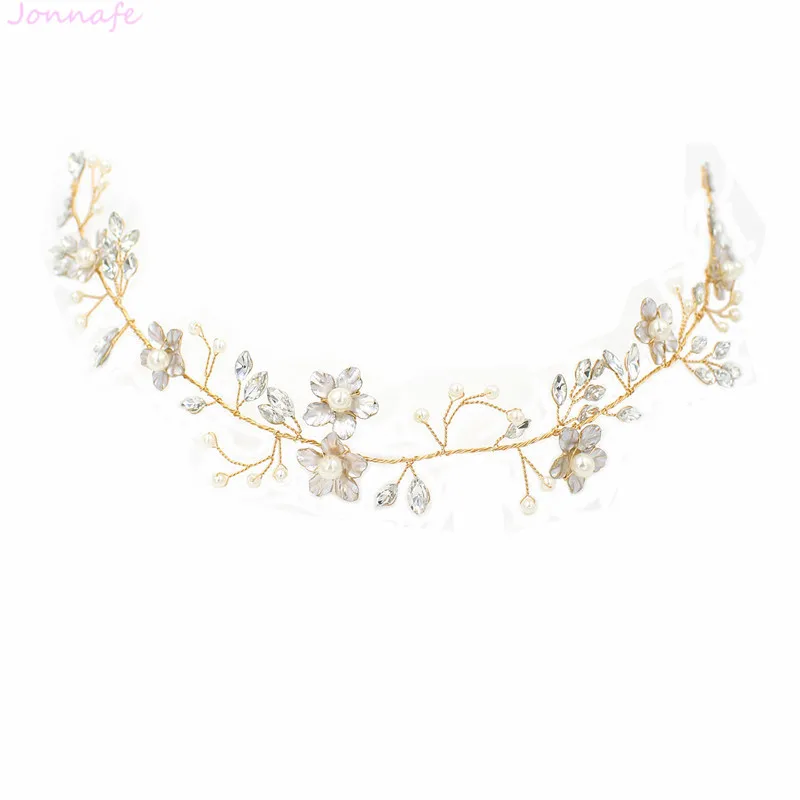 Jonnafe Women Headpiece Gold Flower Crystals Wedding Bridal Headband Hair Vine Bridesmaid Accessories | Украшения и аксессуары