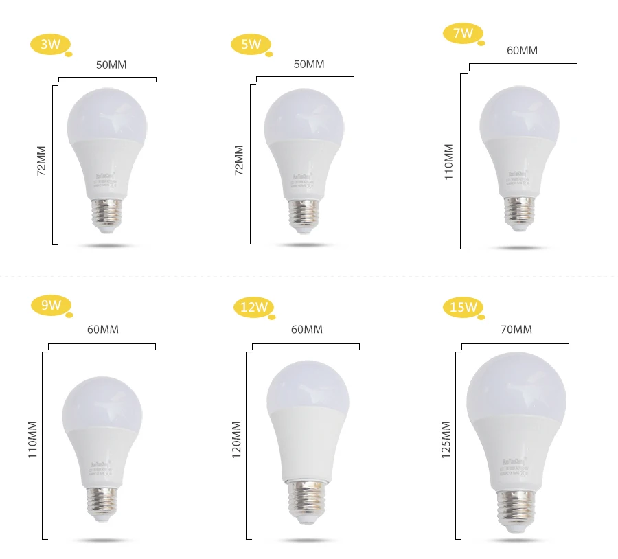 LED Bulb E27 3W 5W 7W 9W 12W 15W 18W SMD 2835 Real Power Led Light AC 110V 220V Cold Warm White Spotlight Lamp | Освещение