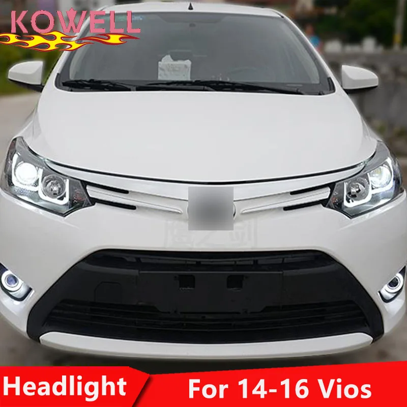 KOWELL стайлинга автомобилей для Toyota Vios фары- Vios Светодиодные фары фара светодиодный проектор DRL фар H7 Биксеноновая разрядная лампа высокой интенсивности