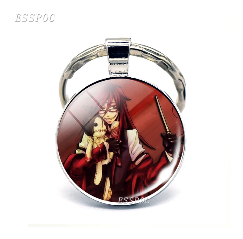 as show Черный Батлер металлический брелок Kuroshitsuji Ciel Phantomhive Sebastian Grell Madame Red Emblem Аниме Манга брелок для ключей - Цвет: as show