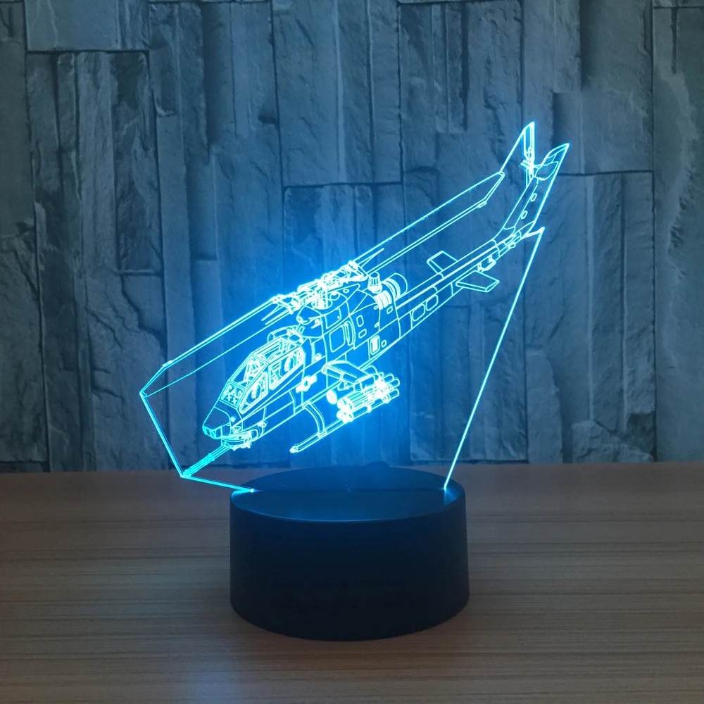 3D светодиодные ночники в виде вертолета сменные для самолета настольная лампа
