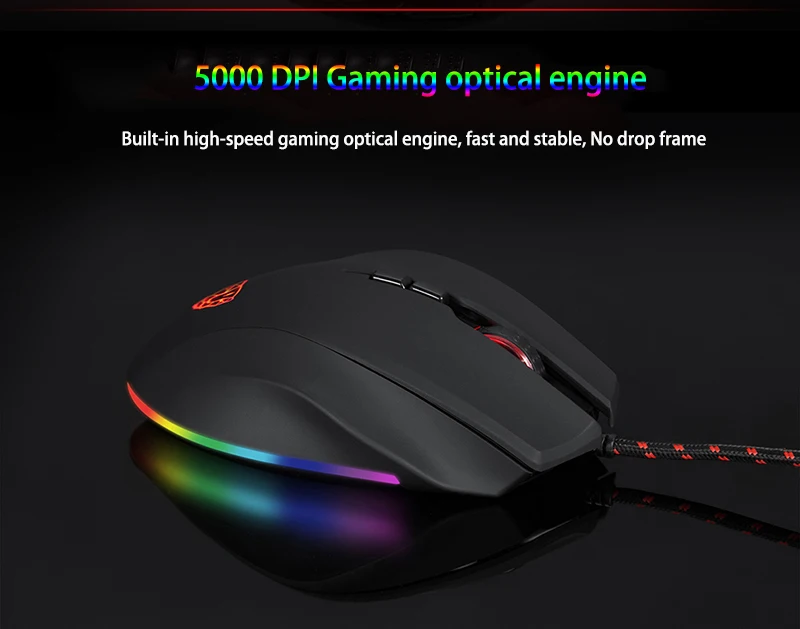 Motospeed V80 RGB профессиональная игровая мышь 5000 dpi геймерская USB компьютерная Проводная оптическая мышь с подсветкой дыхательный светодиодный для ПК ноутбука