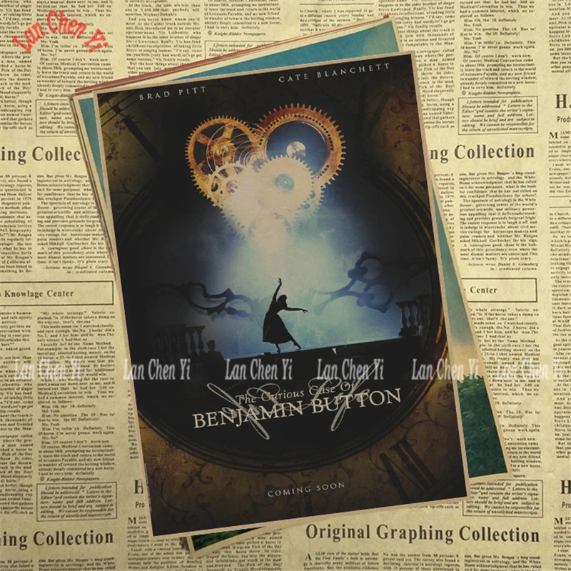 Оригинальный чехол Benjamin Button крафт-бумага постер для бара/кафе ретро Декор