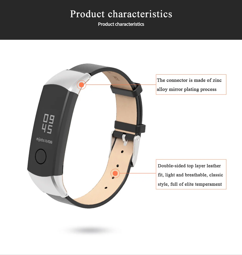 Mijobs ремешок из натуральной кожи для Honor Band 4 Band браслет для Huawei Honor Band 4 NFC умные часы напульсники аксессуары