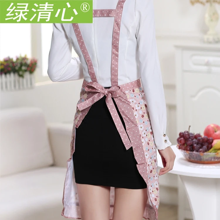 

Korean ladies adult kitchen home cooking waterproof oil-proof waist cute apron smock