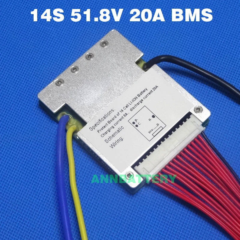 

14S 51.8V 20A 30A And 40A Lithium ion Battery BMS 500W-2000W Li-ion Cells PCM/PCB With Balance Function And PTC Temp Sensor