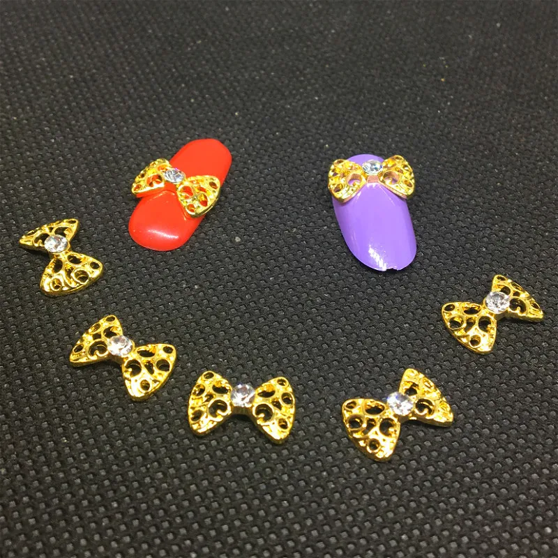 

5Pcs Silver Bow Tie Nail Art Decoration 3d Charms Strass Diamonds Zircon Deco Nailart Supplies Cristal Design for Professionals