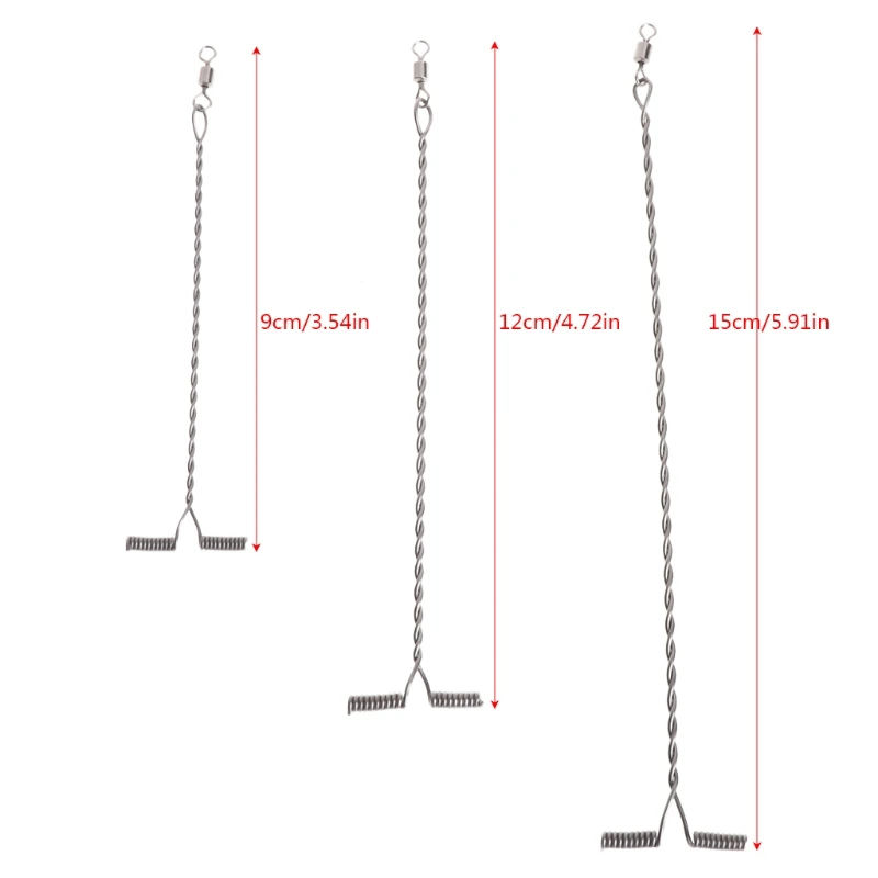 

10Pcs Fishing Wire Arm With Swivel T Shaped Stainless Steel 9/12/15cm Rig Tackle