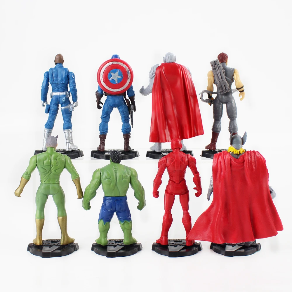 8 шт./лот см Фигурки Мстителей игрушки Тор Железный человек Халк Капитан Америка