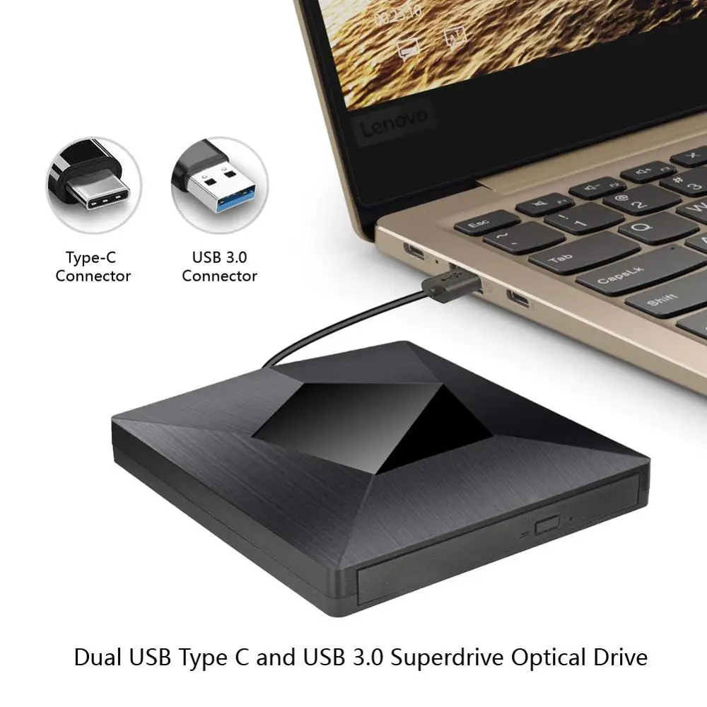 YiYaYo внешний CD/DVD проигрыватель USB 3 0 C портативный оптический привод CD DVD RW/ROM
