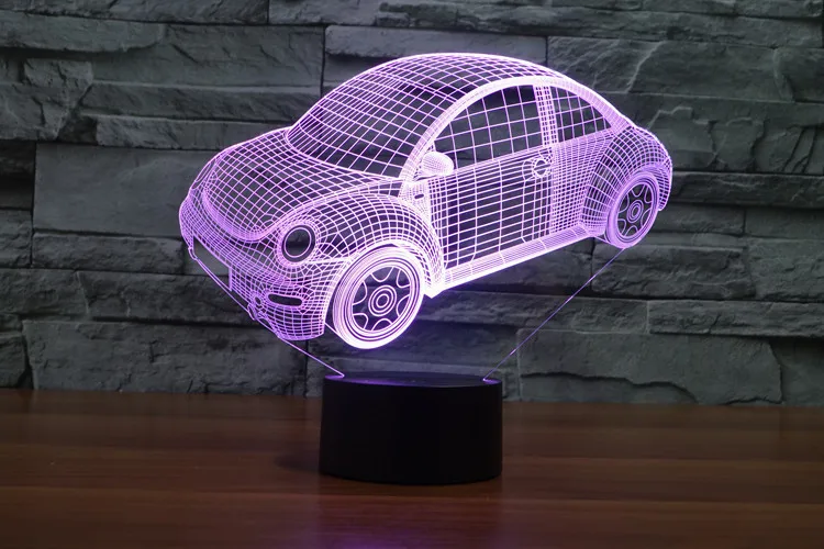 Горячий 7 цветов меняющийся 3D светильник Volkswagen Beetle illusion светодиодный светильник креативная фигурка игрушка Рождественский подарок