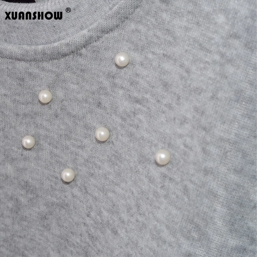 XUANSHOW 2020 модный весенний осенний Женский комплект с жемчужными бусинами свитшот и