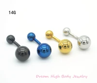 navel belly button ring bar titanium anodized ring body piercing jewellery 14g black gold steel blue earring plain wholesale