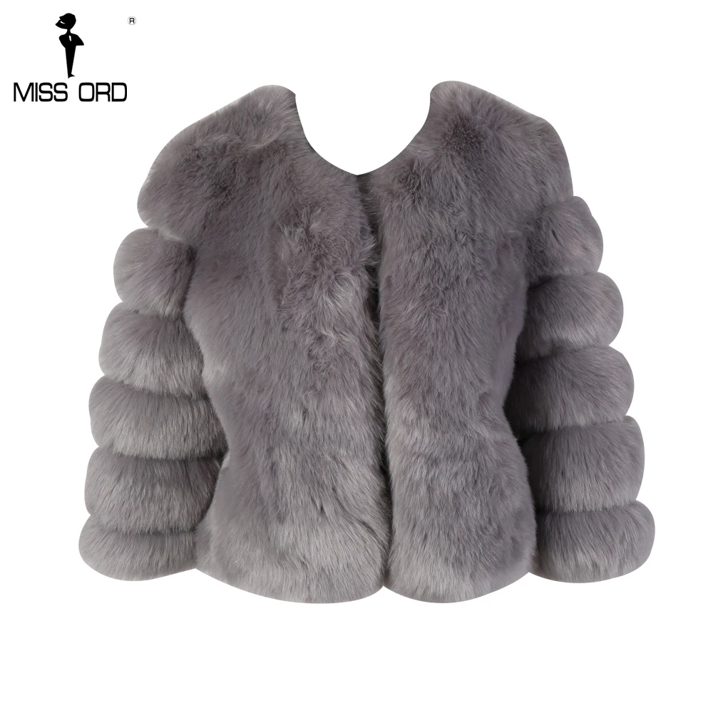 

Missord 2021 Fashion Fox Fur Long Sleeve Women Outerwear Short Winter Warm Solid Color Coat Swearter MQ8706