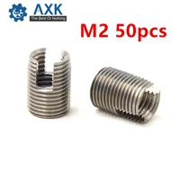 50pcs stainless steel m2 self tapping thread insert screw bushing m20 46mm 302 slotted type wire thread repair insert