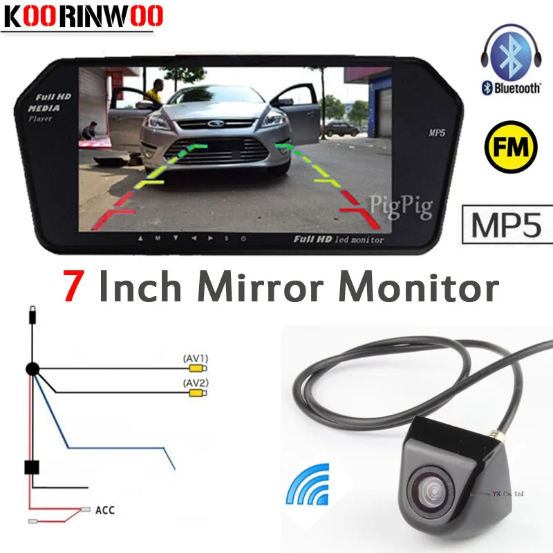 Koorinwoo парковка 7 дюймов FM дисплей цифровой 1024*600 автомобильный зеркальный монитор