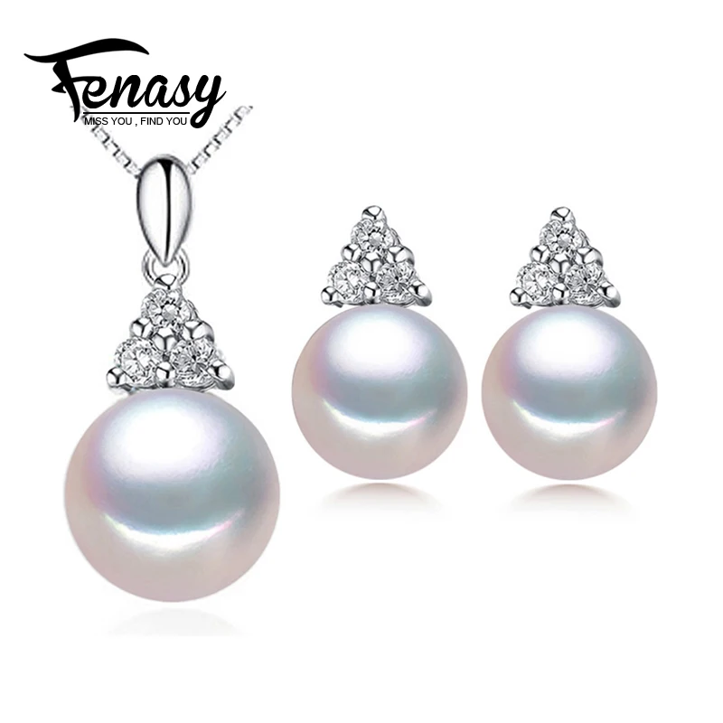 FENASY ювелирные изделия из пресноводного жемчуга черно белые Ювелирные наборы для